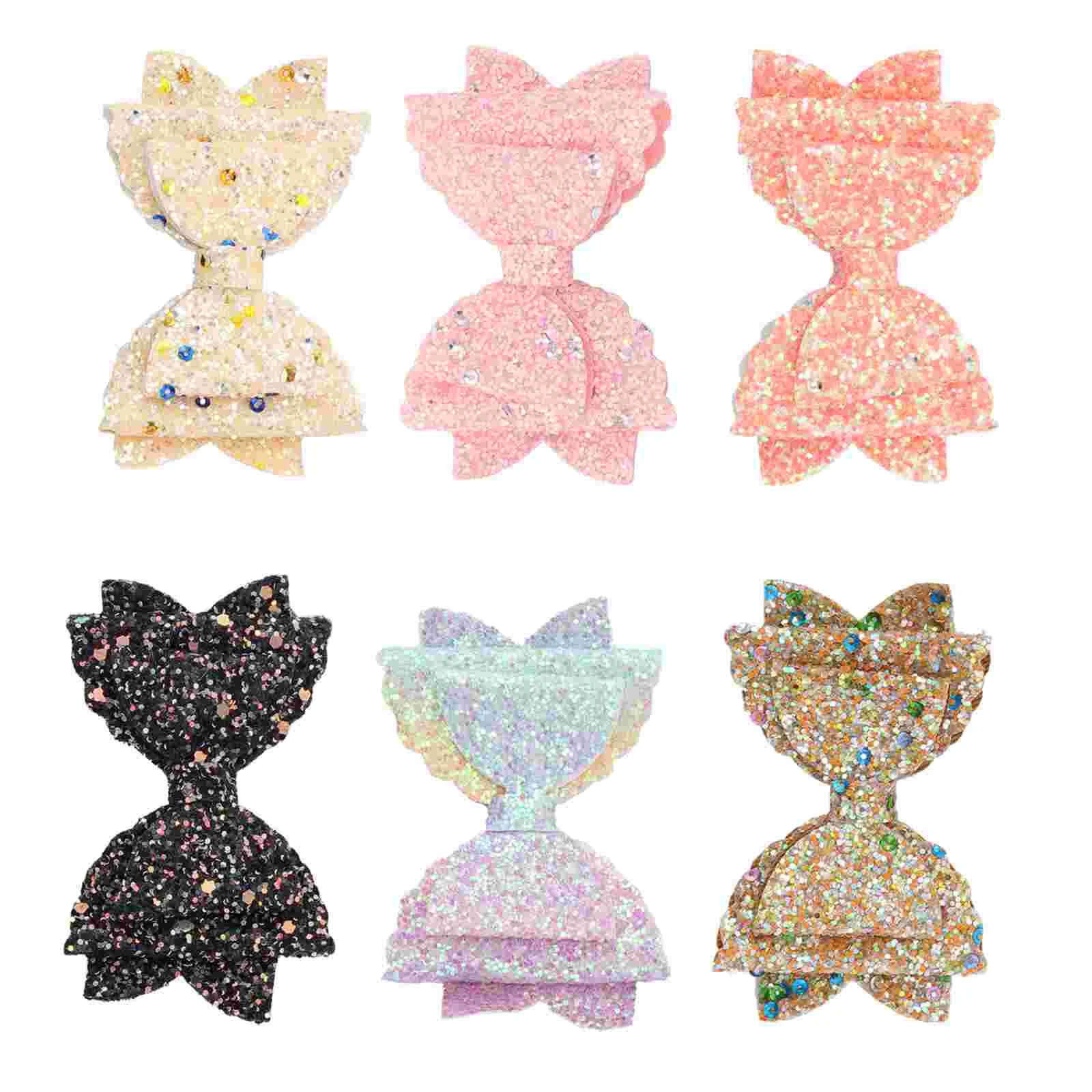 

6 Pcs Double Sequin Barrette Bowknot Hairpins Gold Accessories Ornaments Snap Barrettes Women Kids Clamps Self Made