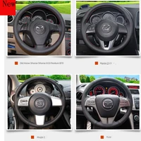 diy hand stitched leather car steering wheel cover for mazda 3 6 2011 interior accessories