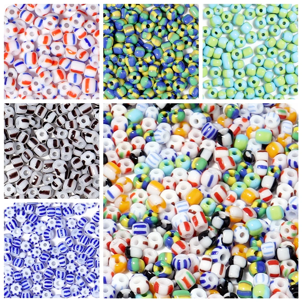 

130pcs/lot Stripe Czech Seed Beads Mix Color Round Acrylic Spacer Beads For Jewelry Making Diy Bracelet Necklace Accessories