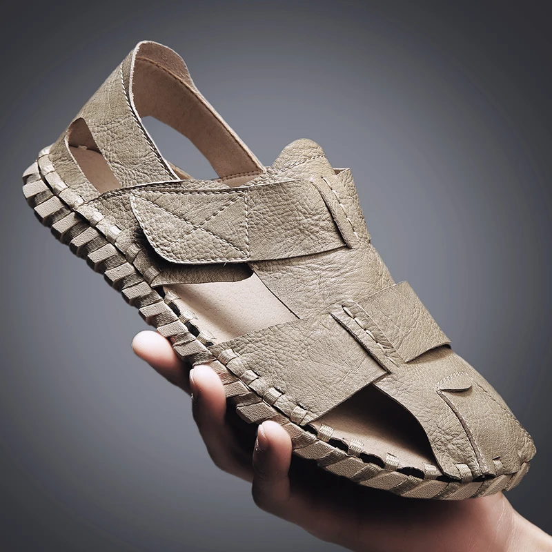 

Men Sandals Genuine Leather Men Shoes 2022 New Outdoor Wading Shoes Breath Trendy Casual Wandproof Sneakers for Male Beach Shoes