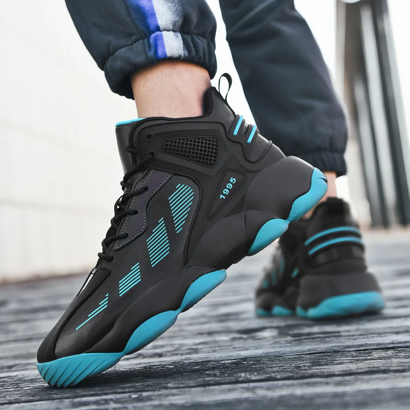 Microfiber Basketball Shoes Sports Casual Fashion Men's Rubber Sole Large Size Non-slip Wear-resistant Soft And Comfortable