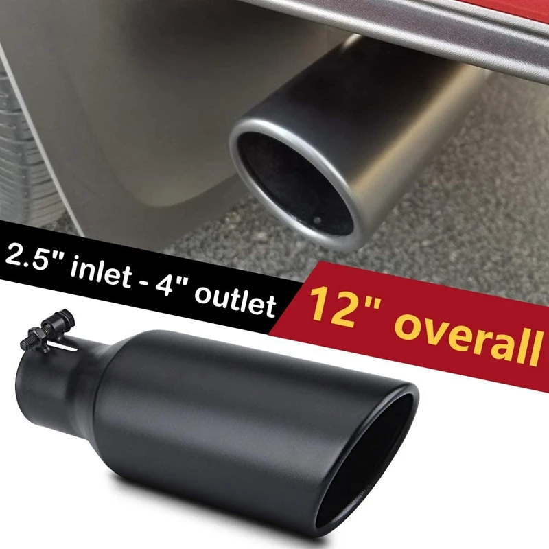 

2.5-Inch Air Intake Exhaust Pipe 2.5Inch x 4Inch x 12Inch Black Exhaust Tail Throat Universal Car Exhaust Pipe
