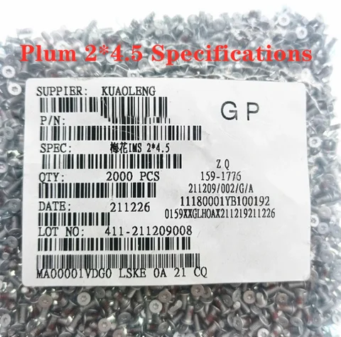 10 шт. винты для Dell XPS 13 7390 9310 9315 версия 2 в 1 Винты для нижнего корпуса ноутбука/слива 2*4,5 характеристики