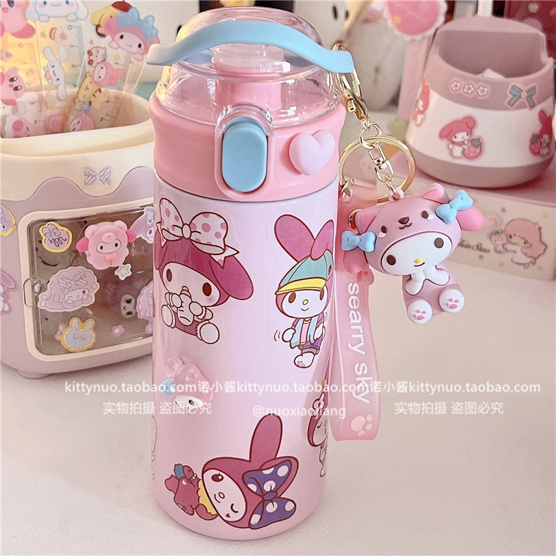 Розовый Sanrioed Kawaii мультяшный стикер соломенная бомба крышка термос чашка My Melody