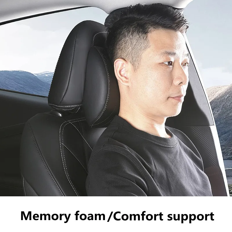 

Car Headrest Pillow Seat Neck Cushion Black PU Leather Full Coverage Car Neck Support Pillow For Ford Mustang Mach-E 2021 2022