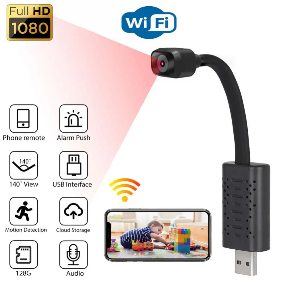 

U22/U21 Smart Mini Camera USB 1080P/720P HD Video Anti-theft Surveillance Mobile APP Real Time Recording Wireless WiFi Camera