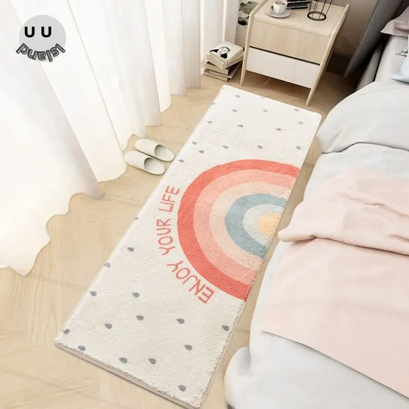 

Plush Bedside Rug Babi Play Mat Soft Floor Rug Rainbow Children's Rug Kids Carpets Fluffy Carpet Living Room Furry Bedroom Rug