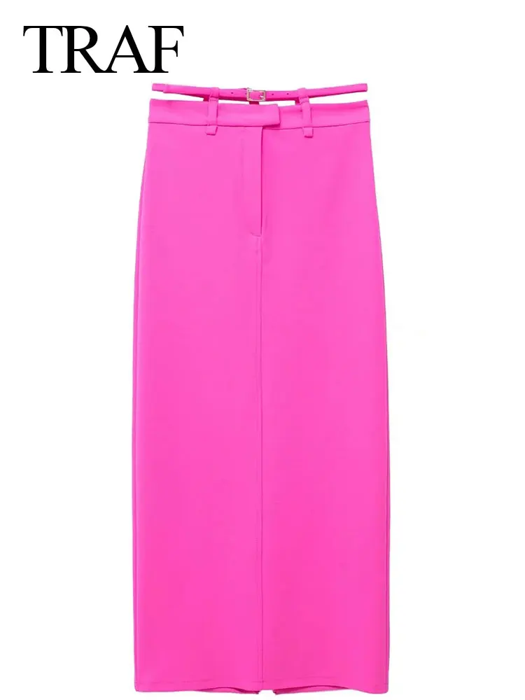 

Юбка женская летняя однотонная на молнии с поясом и высокой талией