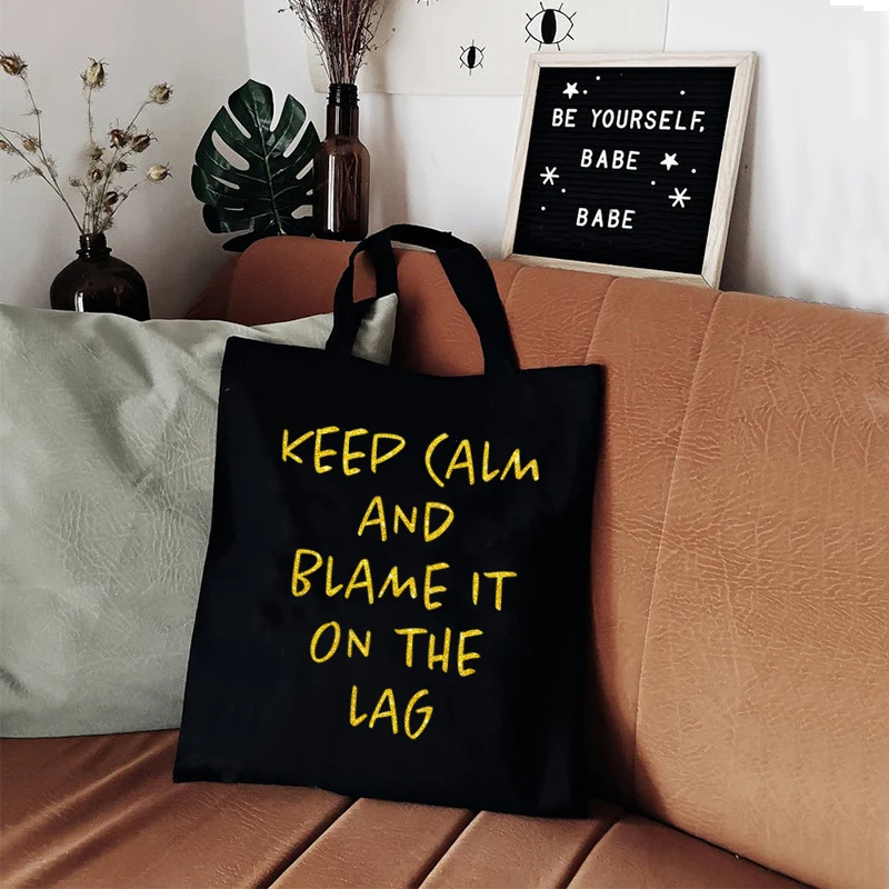 Gamer Prints Canvas Bag Blame The Lag Tote Bag Gaming Prints Cute Bags Gaming Gifts Pures and Bags Letter Reusable Bag