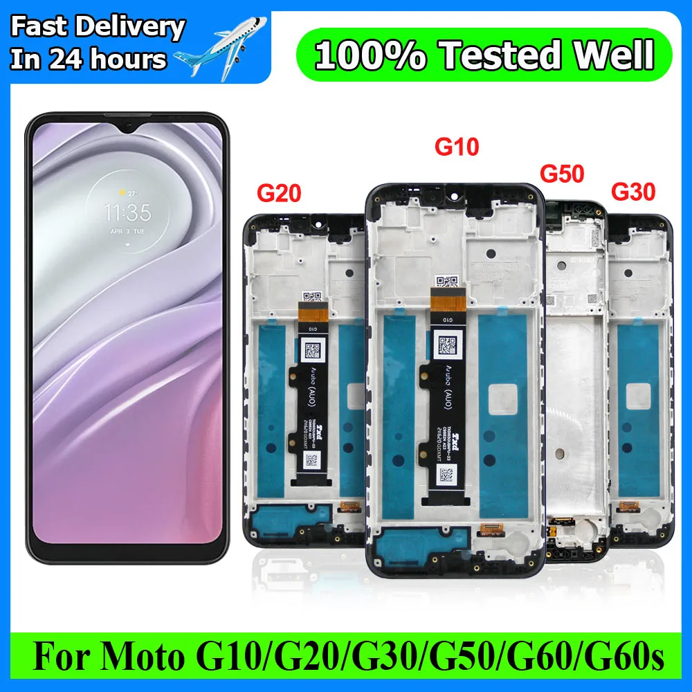 ЖК-дисплей 6,5 дюйма для Motorola Moto G10 G20 G30, сенсорный экран с дигитайзером и рамкой, замена дисплея для Moto G50 G60, оригинал ЖК-дисплей 6,5 дюйма для Motorola Moto G10 G20 G30, сенсорный экран с дигитайзером и рамкой, замена дисплея для Moto G50 G60, оригинал
