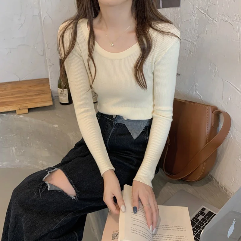 Нижняя рубашка с низким воротником женская осенне-зимняя внутренняя одежда