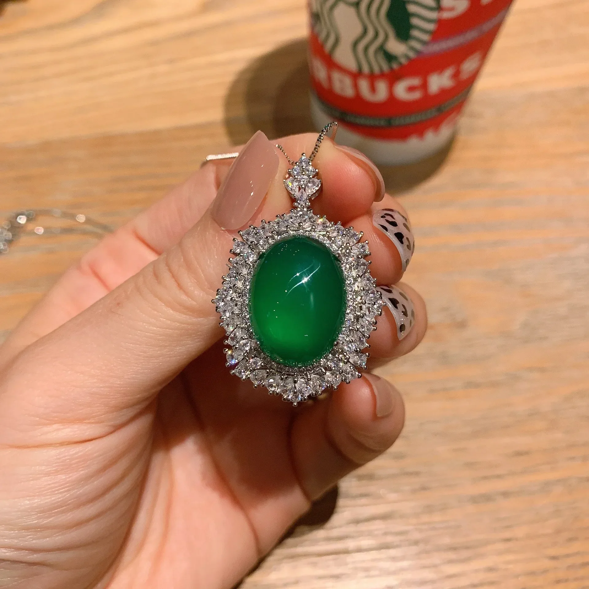 Лидер продаж кольцо-подвеска в форме зеленого халцедона 15 х20 дюймов