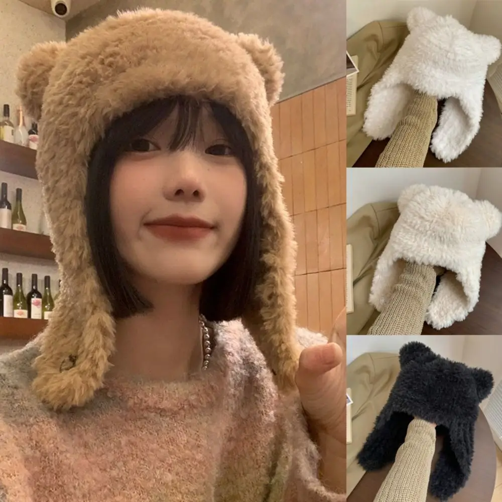 

Пара медвежьих ушей теплая Милая холодная искусственная плюшевая вязаная шапка