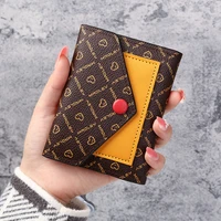 leather small wallets women luxury brand design splicing short wallet purses female short coin zipper purse credit card holder