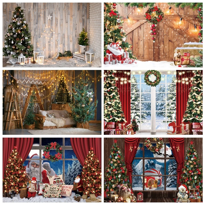 Рождественский фон для фотографирования с изображением камина окна Санта-Клауса