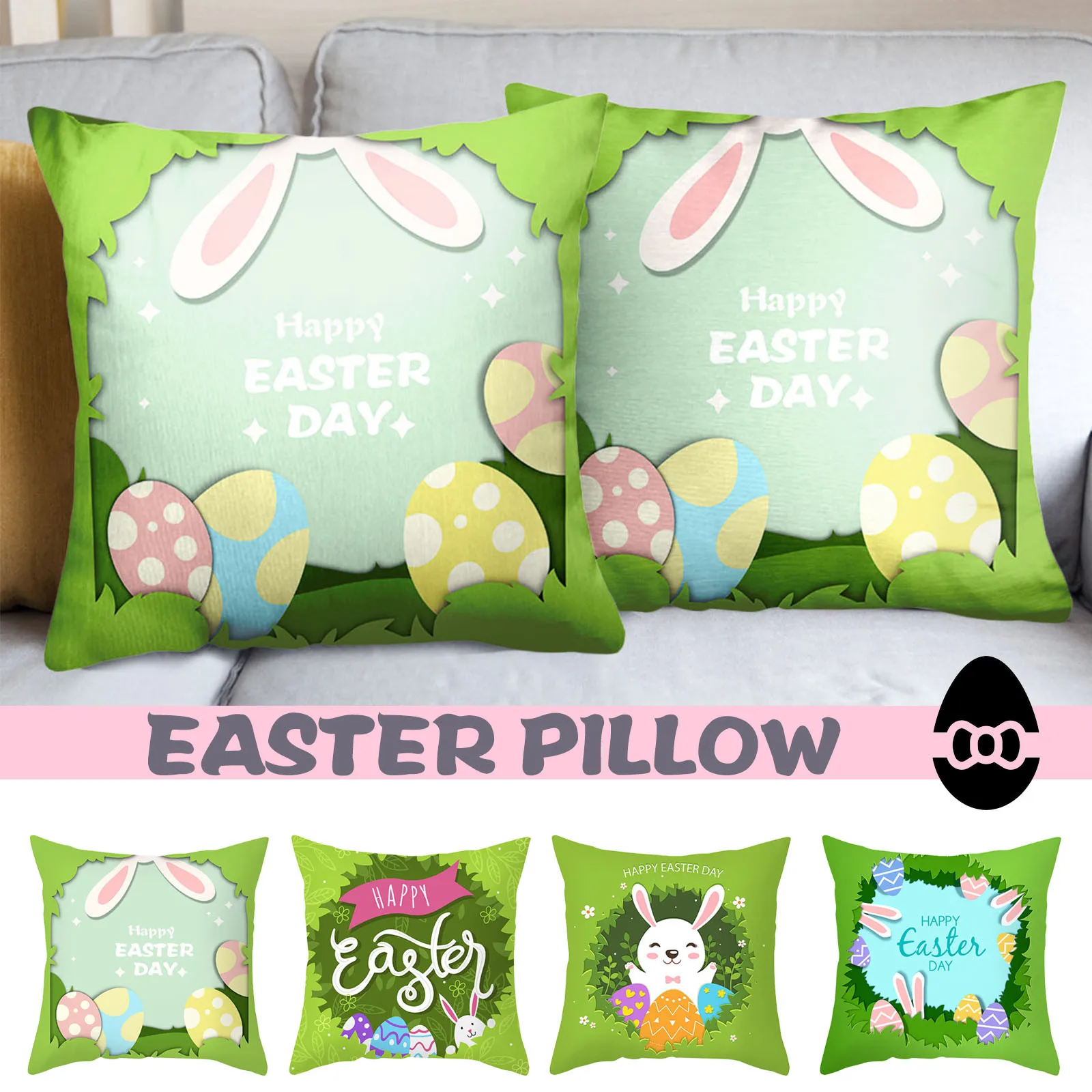 

Pug Pillows Decorative Throw Pillows Pillowcovers24x24 Peach Easter Holiday Home Sofa Bedside Rabbit Pillowcase Pillowcase Skin