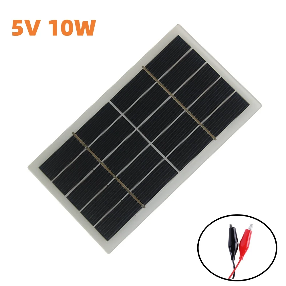 

Мини-солнечная система 10 Вт 5 В, поликремниевая солнечная панель с зажимом, модуль «сделай сам», солнечные элементы для наружного кемпинга, пешего туризма, камеры видеонаблюдения, батарея