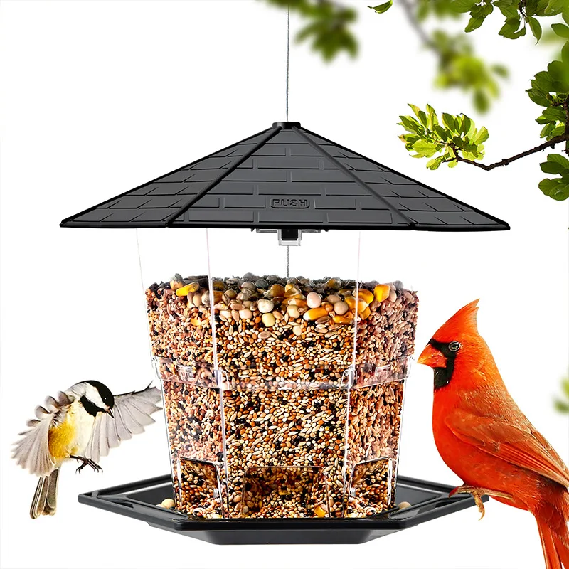 

2022 New Waterproof Gazebo Hanging Wild Bird Feeder Outdoor Container With Hang Rope Feeding House Type Bird Feeder Aves Decor