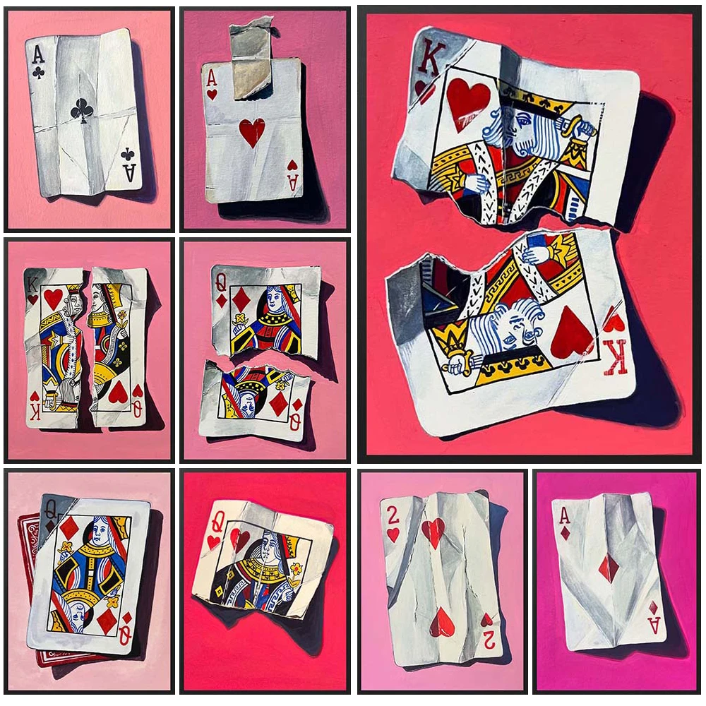 Розовая королева покер Джокер игральные карты казино принты настенные картины