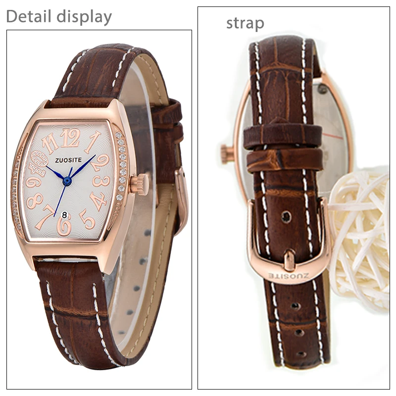 Elegant Red Leather Watches Women Diamond Small Dial Steel Wrist Clock Female Gift Waterproof Luxury Youth Lady Wristwatch Brown