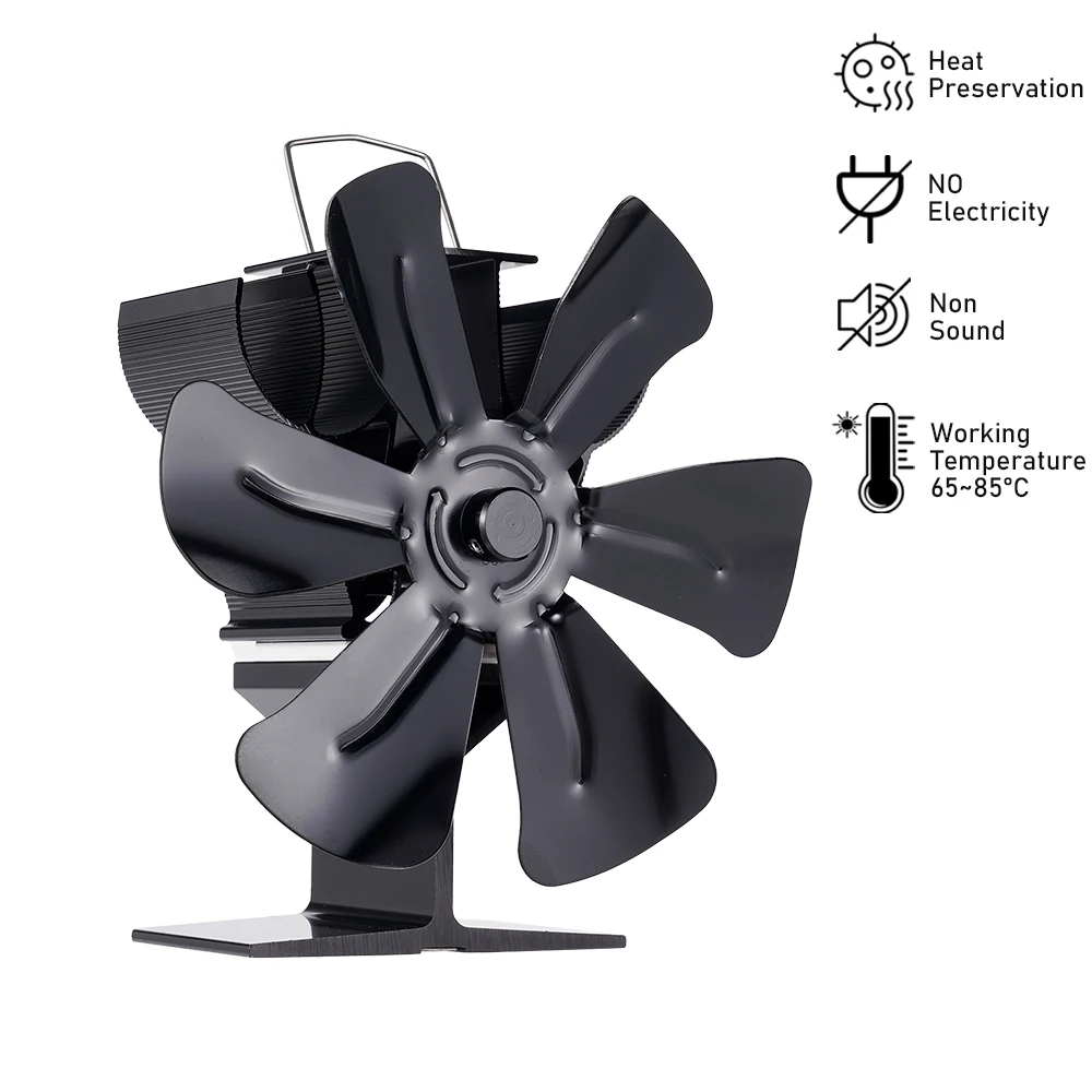 

Mini Stove Fan 6 Blade Heat Powered Fireplace Fan Log Wood Burner Chimney Eco-fan Quiet Home Warm Efficient Heat Distribution