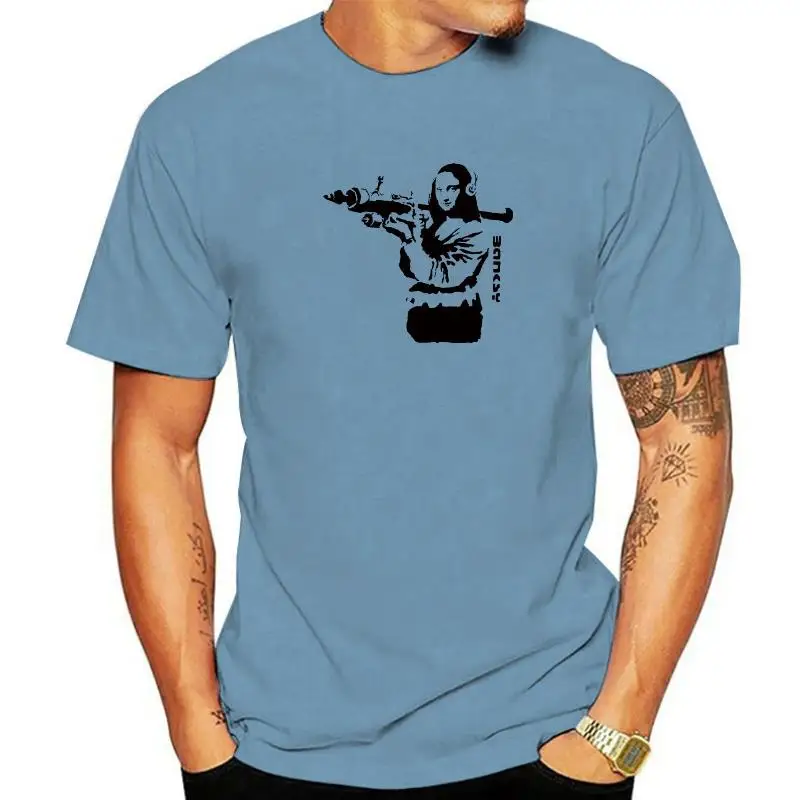 

Мона Лиза Бэнкси Рок н ролл металлическая забавная летняя футболка с принтом Хлопковая мужская футболка Новая женская футболка