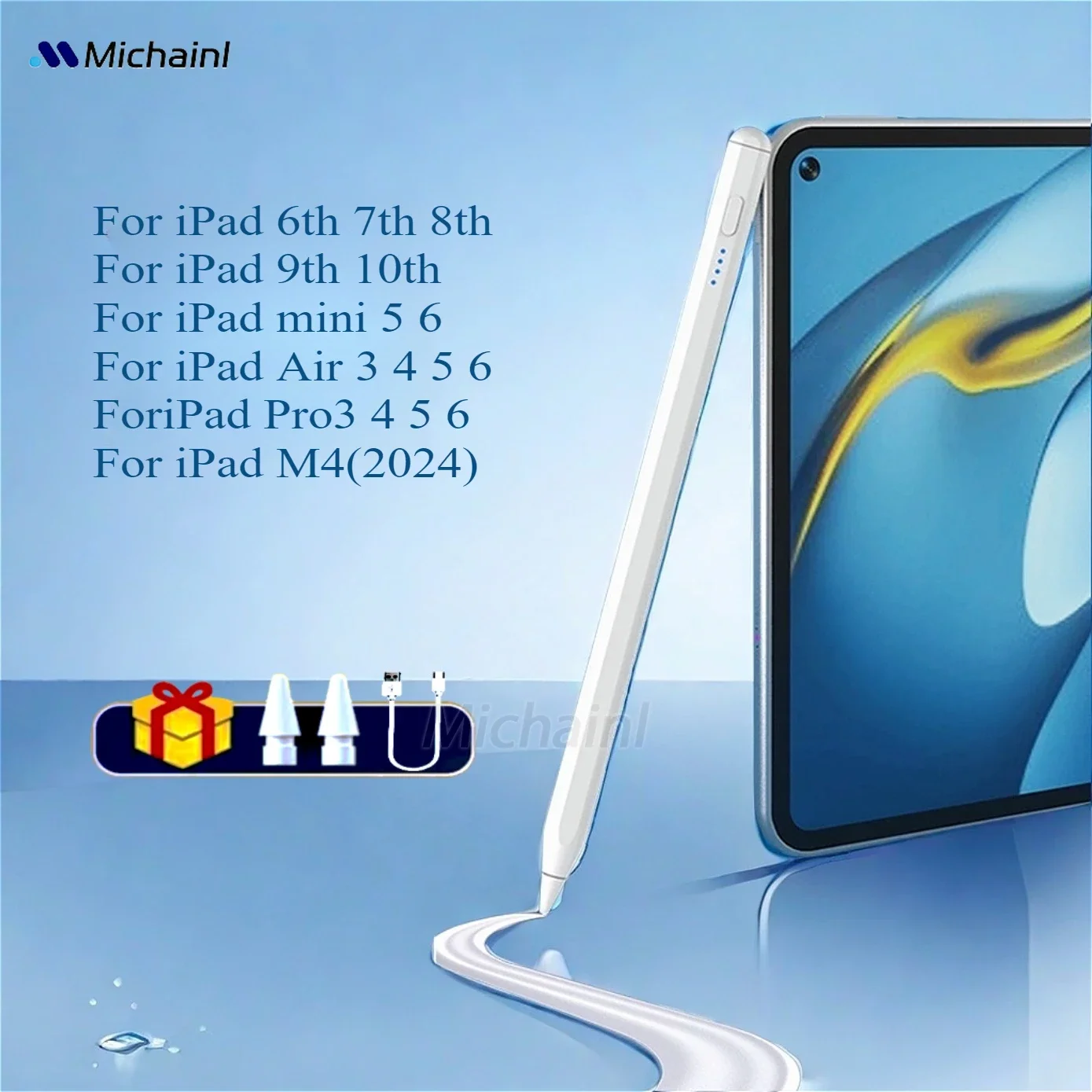 Для iPad карандаш с наклоном ладони для Apple Pencil 2 2018-2024 стилус Pro 11 12 9 Air 4/5/6 7/8/9/10th M4