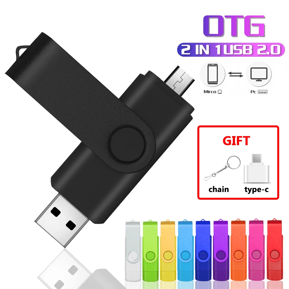 3 in 1 OTG USB 2.0 Pen Drive USB Flash Drive 16gb 32gb 64gb Flash Drive 128gb for Android Mobile Free Type-C Adapter pendrive
