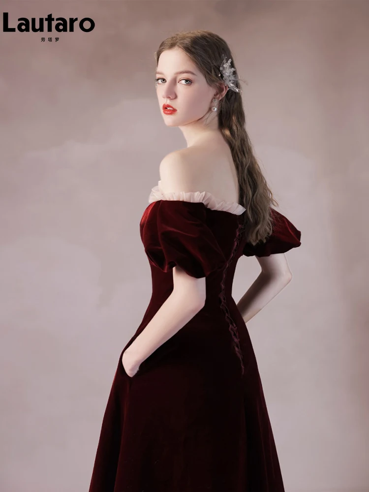 Lautaro Весна Осень Etra Длинные Оборки День Рождения Вечерние Бархатные Платья с