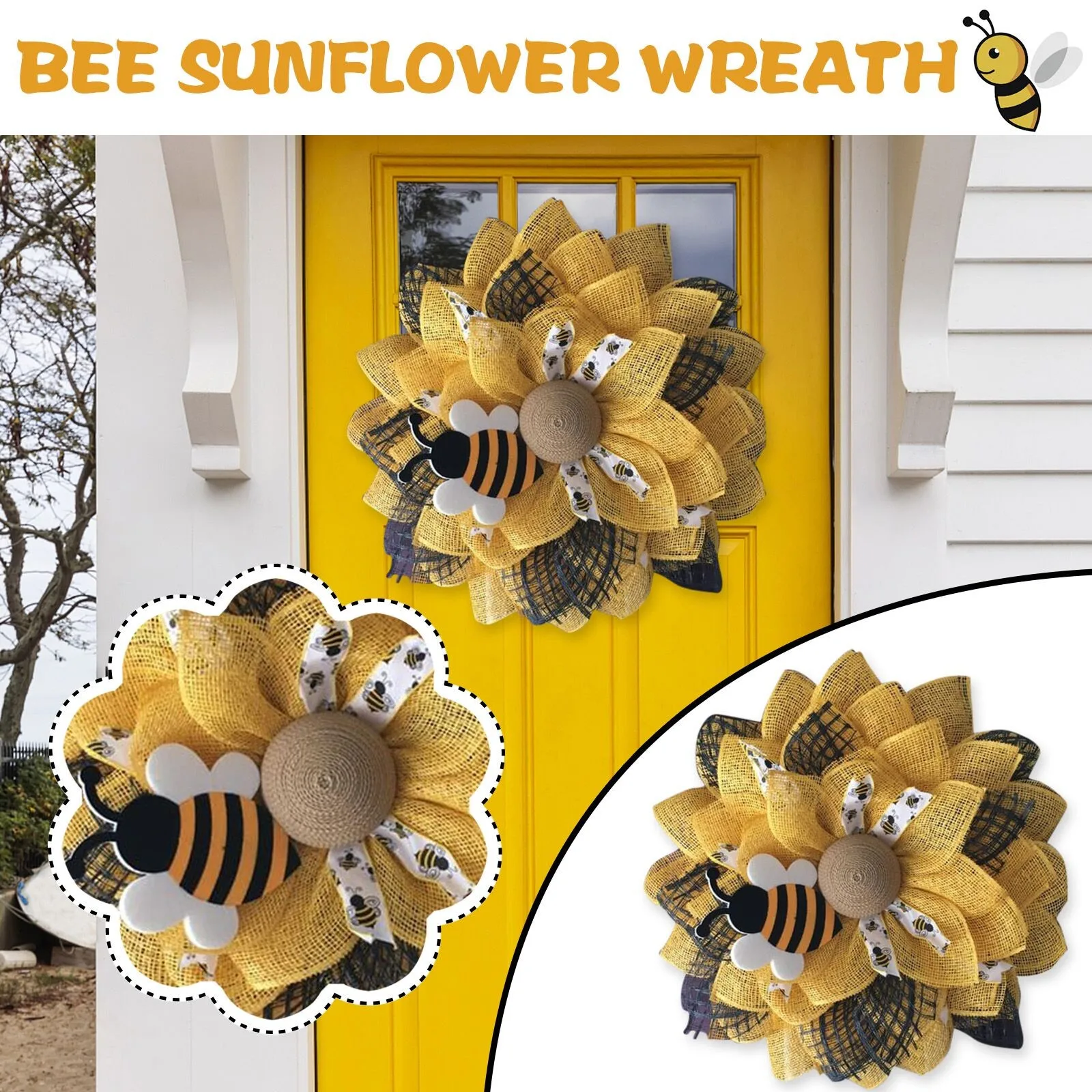 

Simulation Leaf Bee Sunflowerwreath Artificial Garland Hanging Pendants Wedding