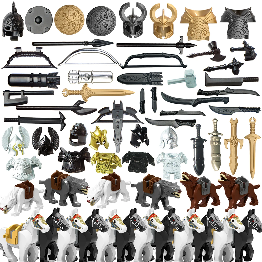 

Custom 62Pcs Medieval Ancient Rome Ancient Greece Ancient Egypt Style Military Weapons Armor Helmets Block Figures Set