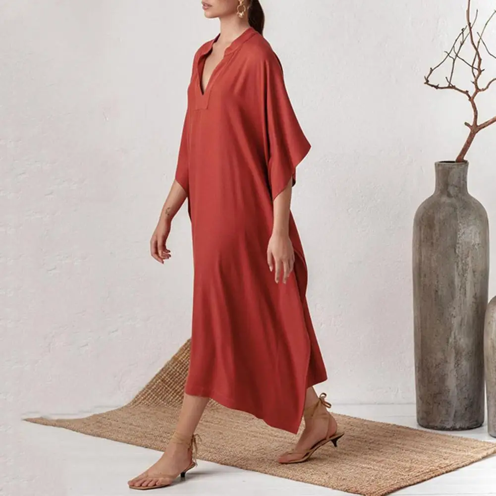 

Chic Beach Dress Half Sleeves Sunscreen Swimsuit Cover Up Sunshade Maxi Dress