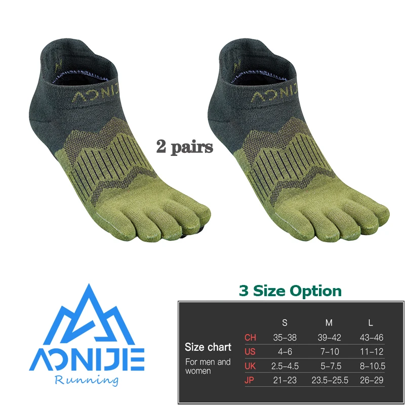 2 Pairs AONIJIE E4810 Newest Ultra Run Five Toe Socks Low Cut Socks Toesocks For Running Marathon Race Trail Yoga Socks unisex