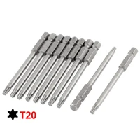 uxcell 10pcs t20 magnetic torx tip screwdriver bits round shank long arm 75mm length screwdriver bit set hand tools