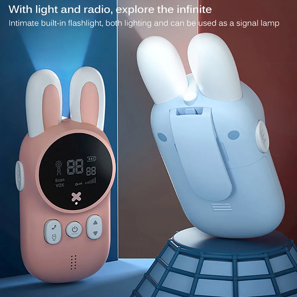 2PCS Children's Walkie Talkie Kids Mini Toys Handheld Transceiver 3KM Range Radio Lanyard Interphone Walkie Baby Christmas Gift