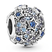 original moments blue elevated stars with crystal beads charm fit pandora 925 sterling silver bracelet bangle diy jewelry