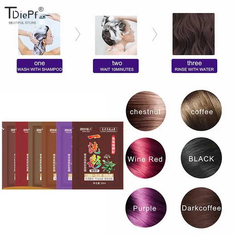Instant Hair Dye Hair Shampoo Black Brown Hair Cover Up Long Lasting Natural Ginger Extracts Hair Styling Tools