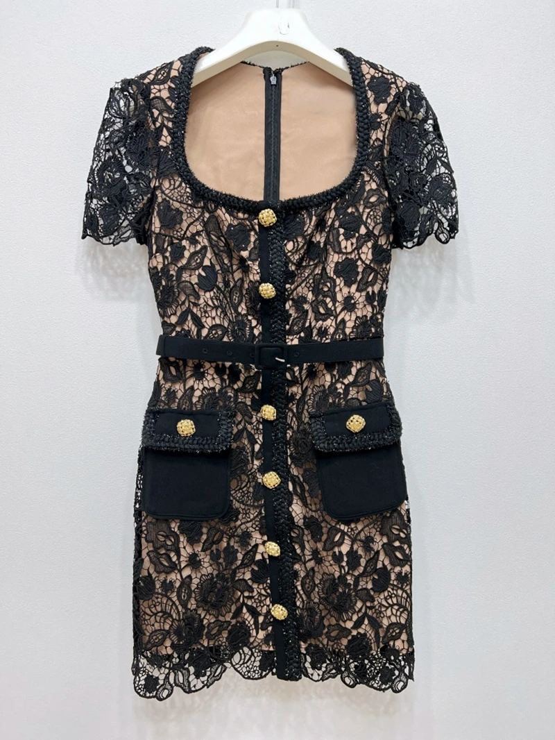 Женское однобортное платье миди привлекательное розовое с водорастворимым