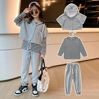 girls suit sweatshirts pantsvest cotton 3pcssets%c2%a02022 princess spring autumn thicken sport tracksuits teenagers kid baby chil