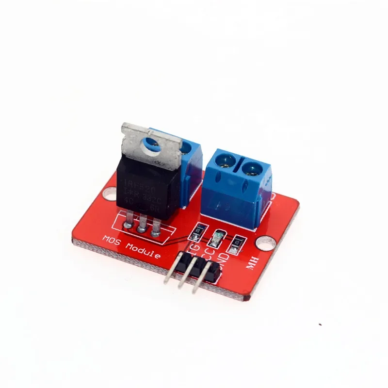 Фото Кнопка Mosfet 0-24 В, верхний модуль драйвера MOS IRF520 для MCU ARM Raspberry pi №3