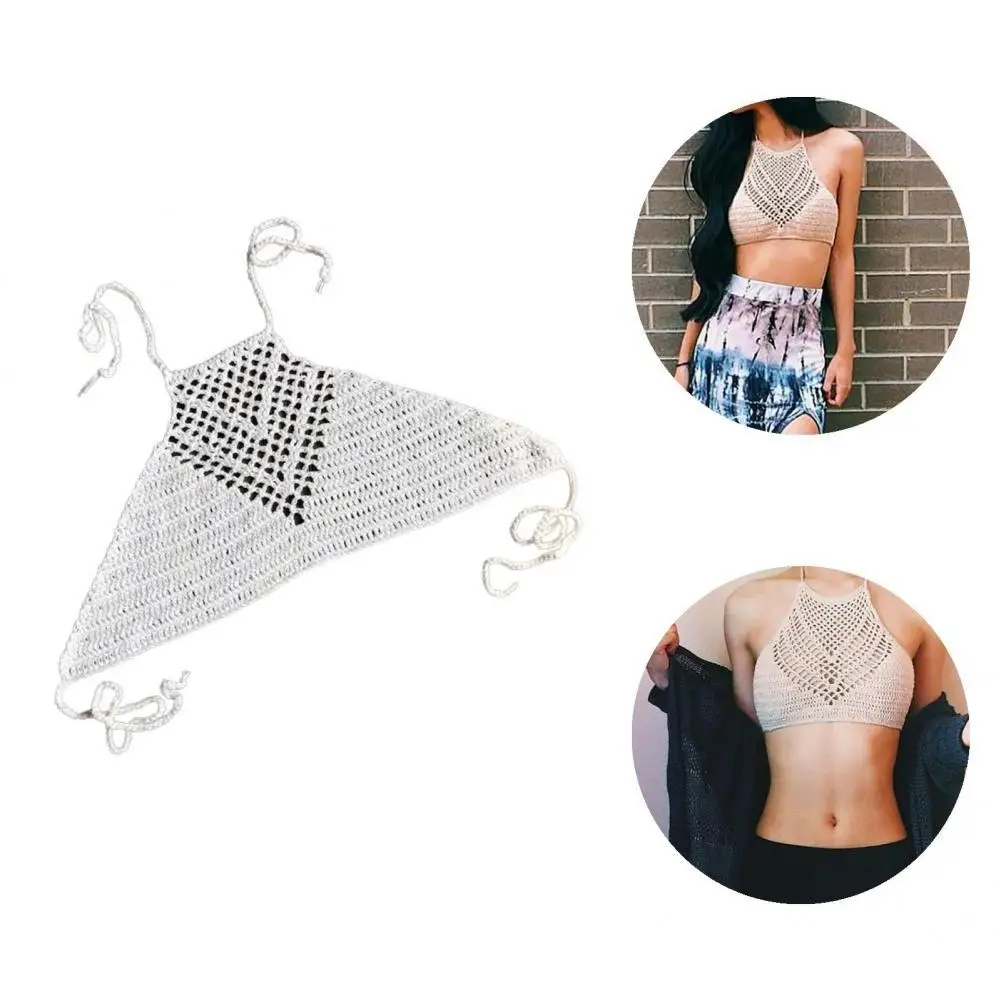 

Swimming Tank Top Awesome Sleeveless Swimming Tank Top Solid Color Hollow Out Bikini Cami