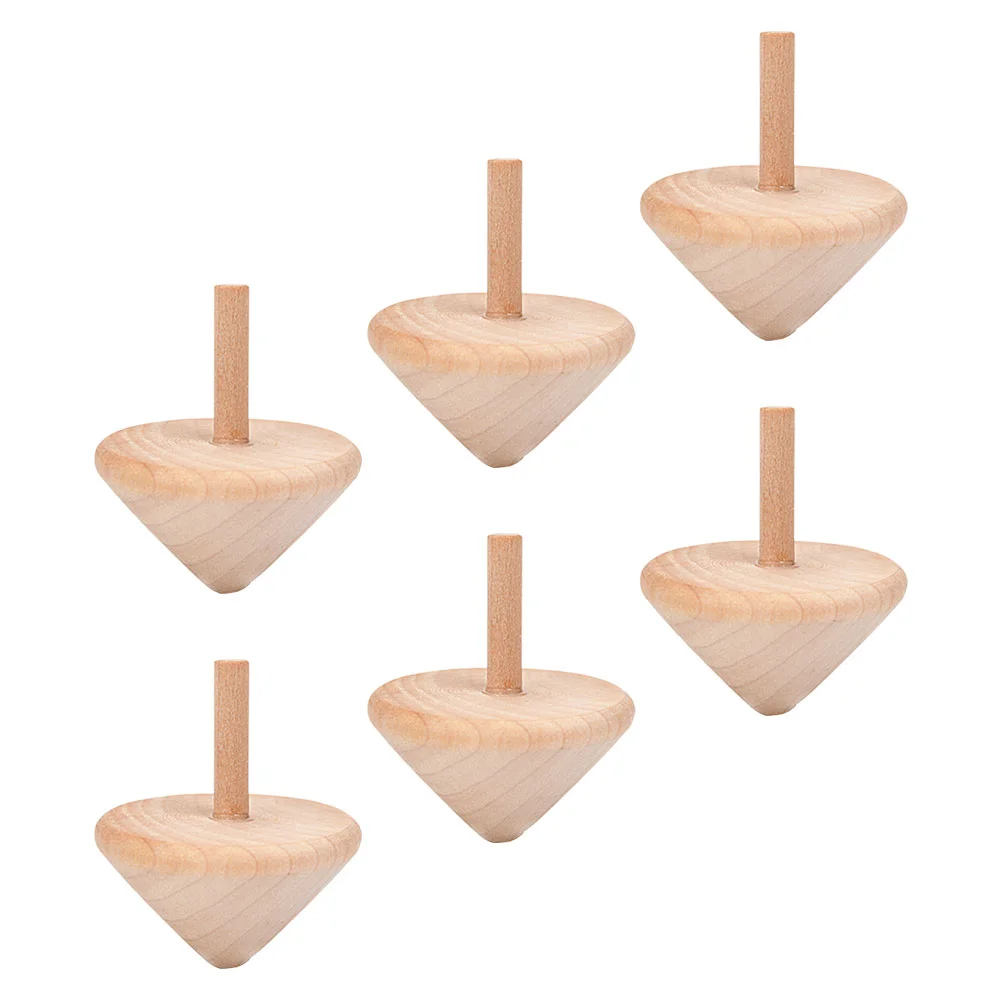 

6 Pcs Bulk Kids Toys Wooden Top Creative Gyro Rotating Tops Children DIY Plaything Small Gift Toddler