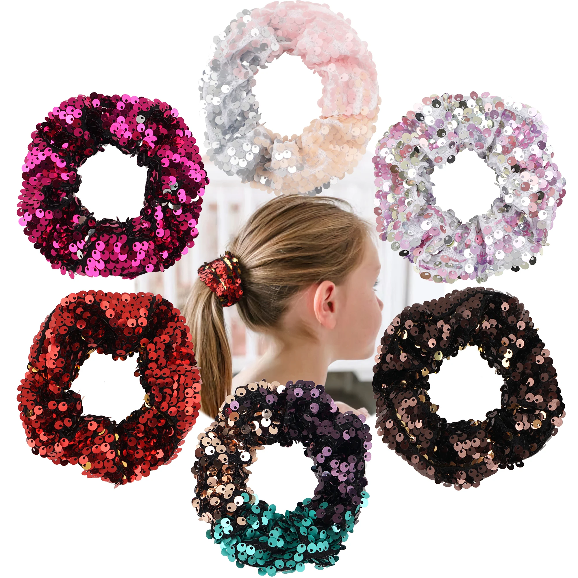 S Sparkly Sequins Mermaid Elastic Hair Bands Scrunchy Hair Ties Ropes Scrunchie For Women Or Girls Hair Accessories