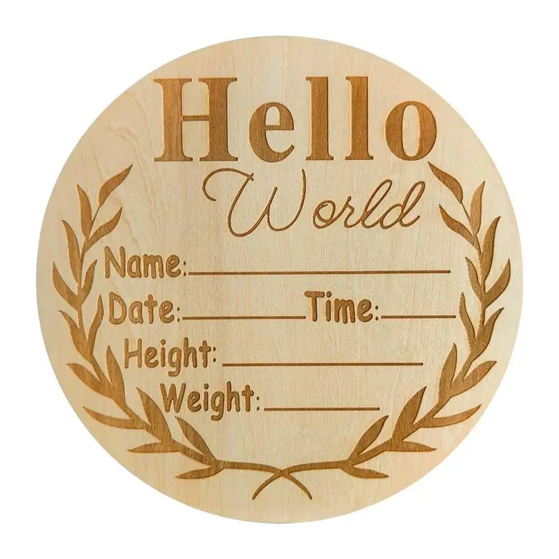 Birth Announcement Board Baby Arrival Sign Wood Welcome Board Hello World Baby Photography Prop Baby Shower Gifts To Record Baby