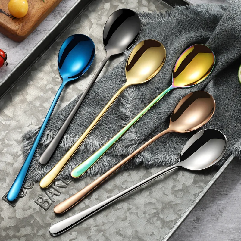 

Long Handle Spoon Creative 304 Stainless Steel Household Less Korean Modern Minimalist Small Spoon Eating Spoon Tableware