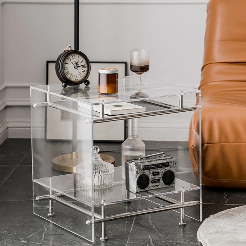 

Дизайнерский журнальный столик для спальни, скандинавский уникальный прозрачный минималистичный журнальный столик, Акриловые Мобильные колеса, Новая домашняя мебель