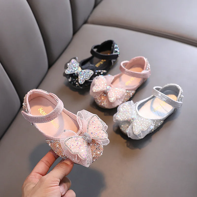 

Fall 2023 Korean Style Girl Princess Girl Small Medium Large Baby Shoes Bow Leather Shoes Dance Performance Shoes