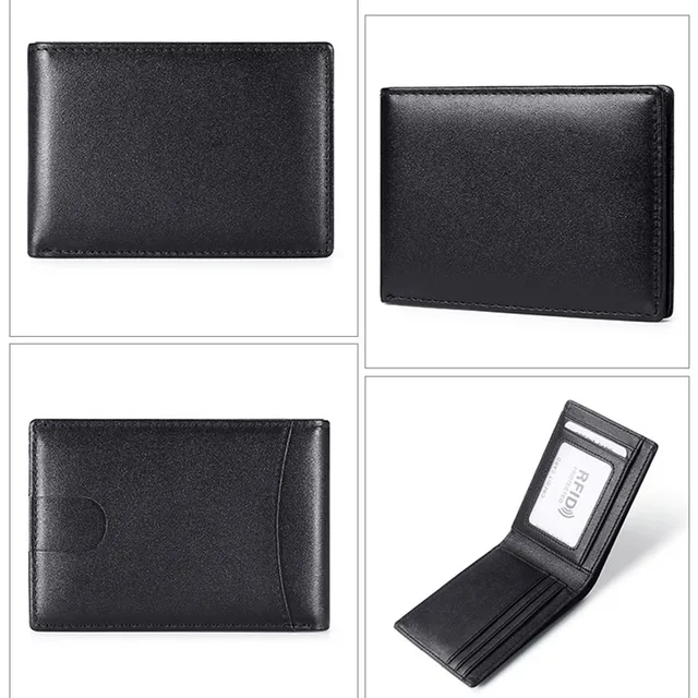 Men's Genuine Leather Business Wallet Credit Card Holder Man RFID Blocking Anti Theft Ultra Thin Mini Wallet for Men 3