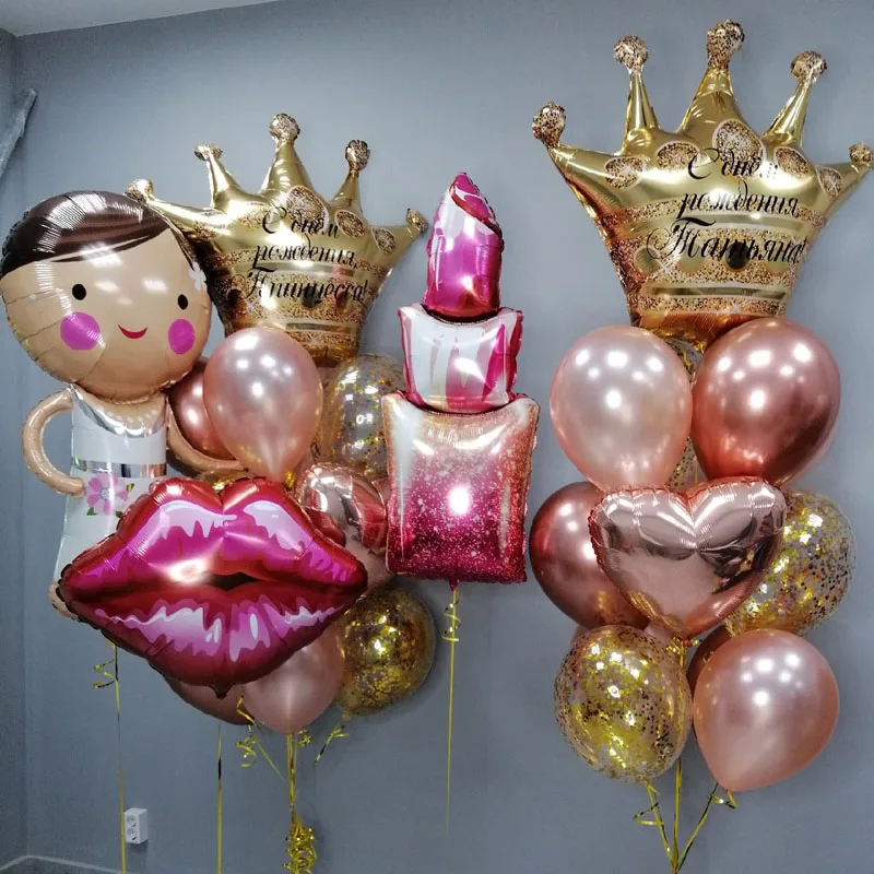 Воздушные шары из фольги в виде красных губ, невесты, жениха, помады, для макияжа на свадьбу, день рождения, декоративные шары для девочек, подарки на день Святого Валентина