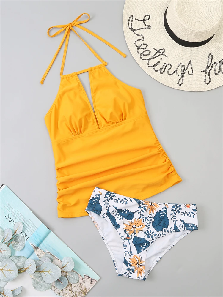 Bikini 2023 New Swimsuit Women Swimwear Tankini V Neck Halter Bathing Suit Female Brazilian Two Pieces Bikinis Set Beach Wear XL